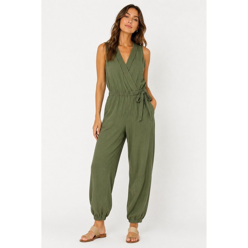 Banana Republic Olive Green Wrap Front Utility Jumpsuit Women’s Large Jogger